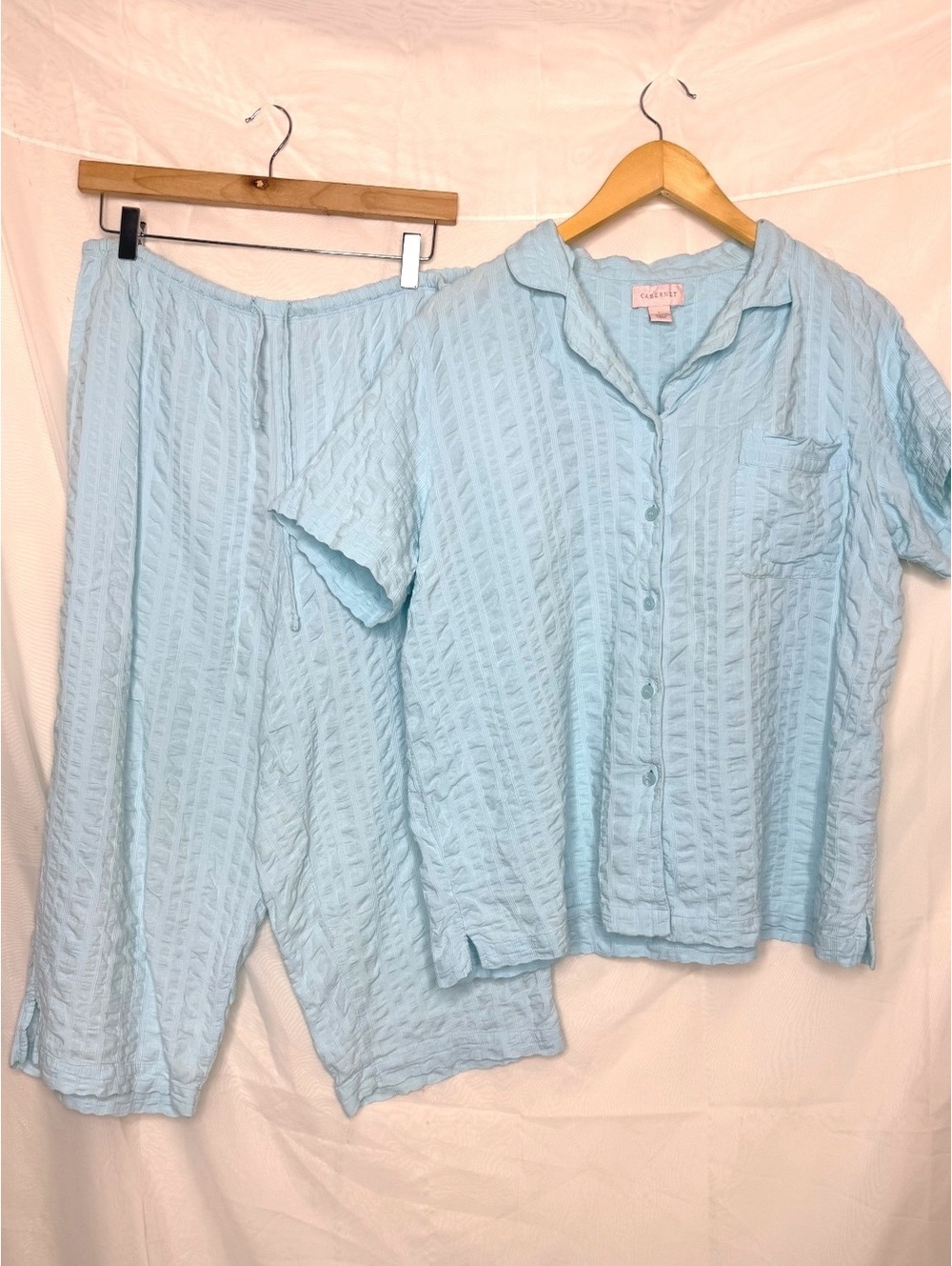 Cabernet 100% Cotton Textured Soft Blue Pajama Set